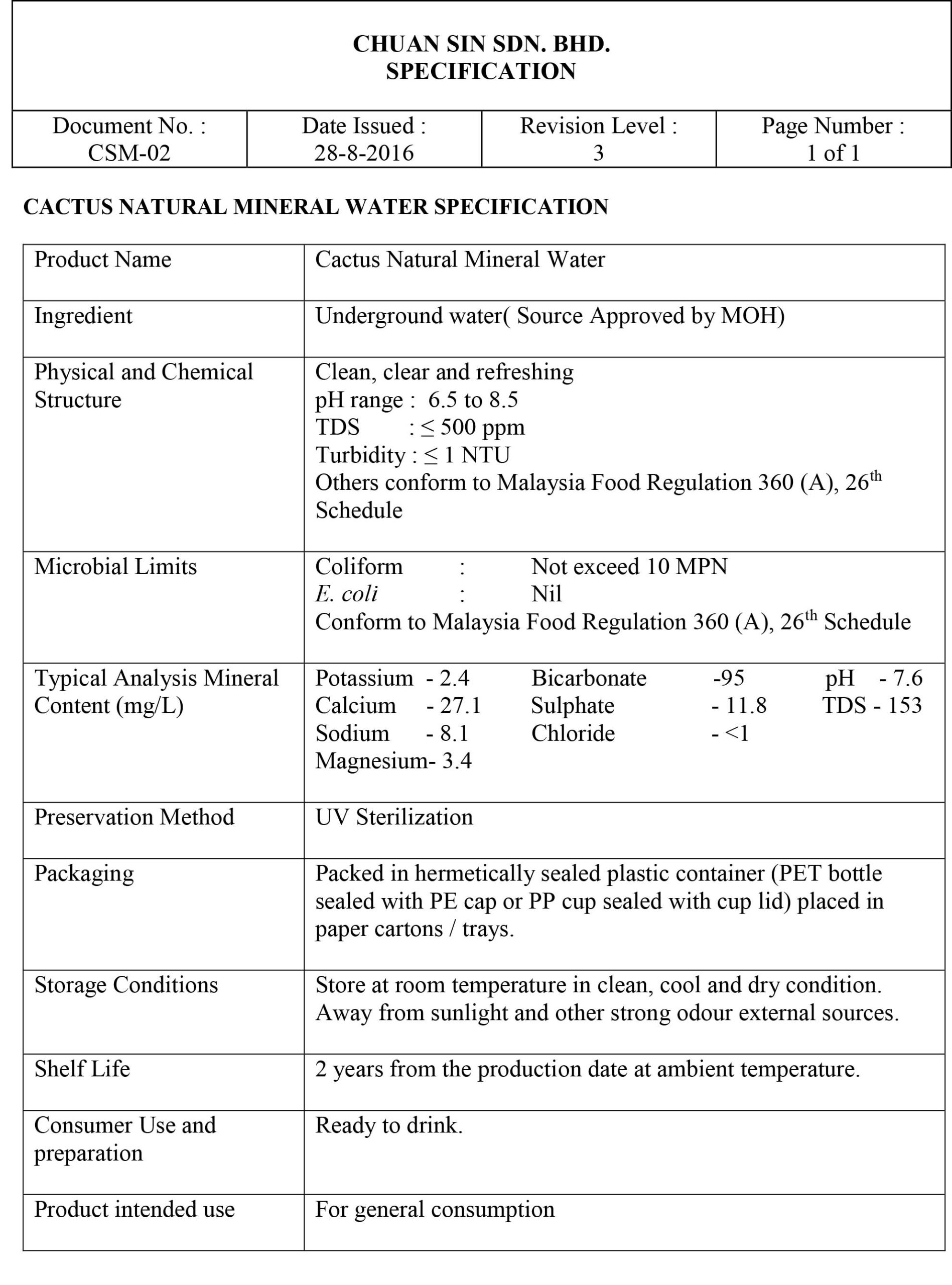 Cactus Brand Natural Mineral Water 500mlx24 Promo Yee Lee Oils Foodstuffs